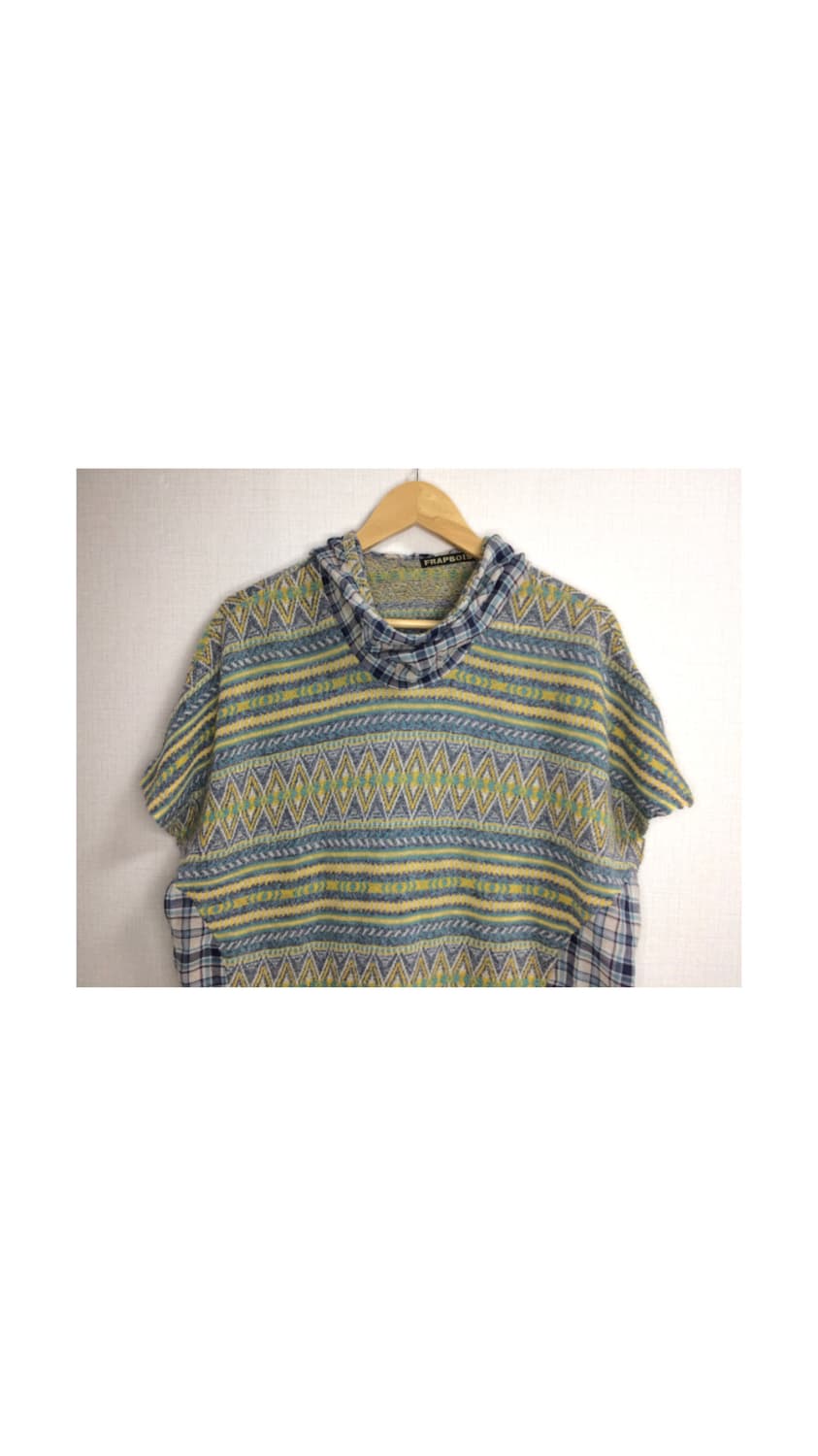 Frapbois 에스닉 패치 하이넥 후드 반팔 블라우스 상품이미지2