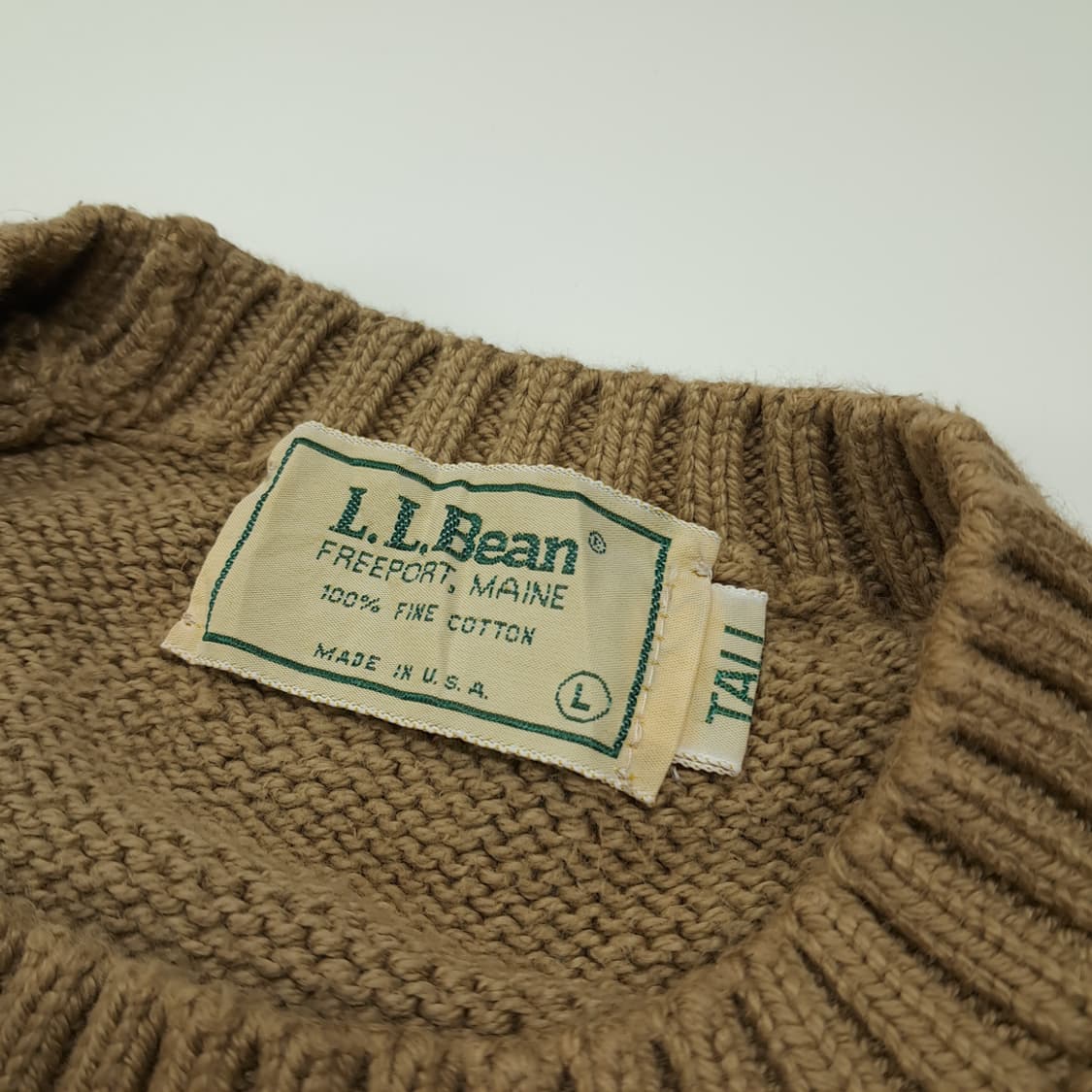 CL035 L엘엘빈 80s 미제 빈티지 새들 숄더 카멜 베이지 니트 스웨 상품이미지3