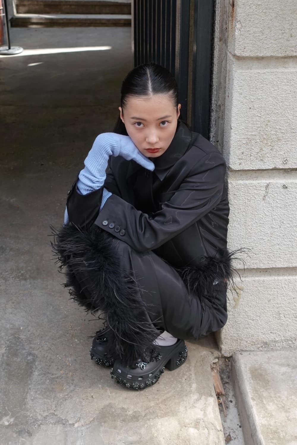 문선 MJ Ostrich Crop Jacket 상품이미지1