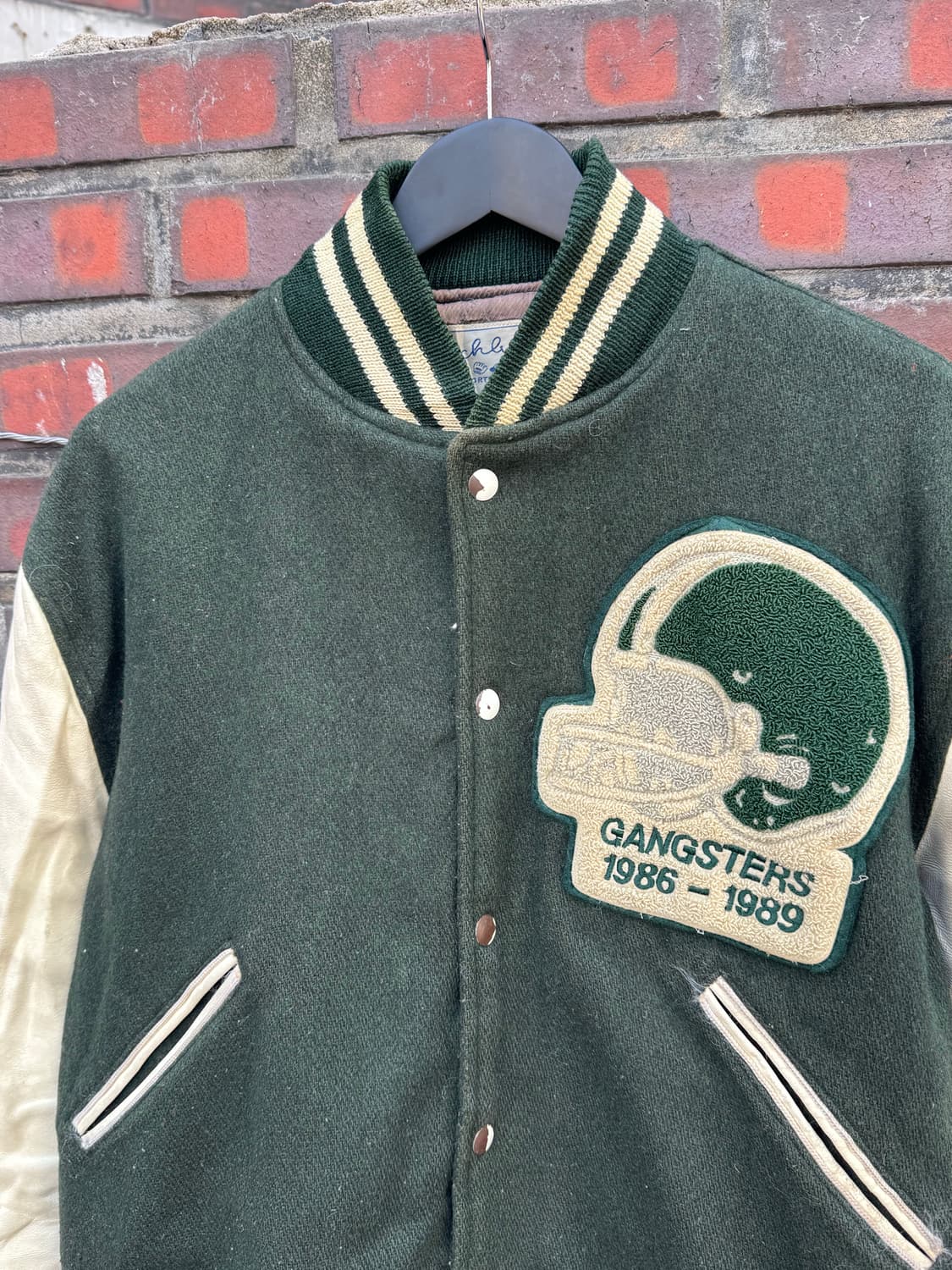 80s 캐치볼 소가죽 울 바시티자켓  상품이미지5