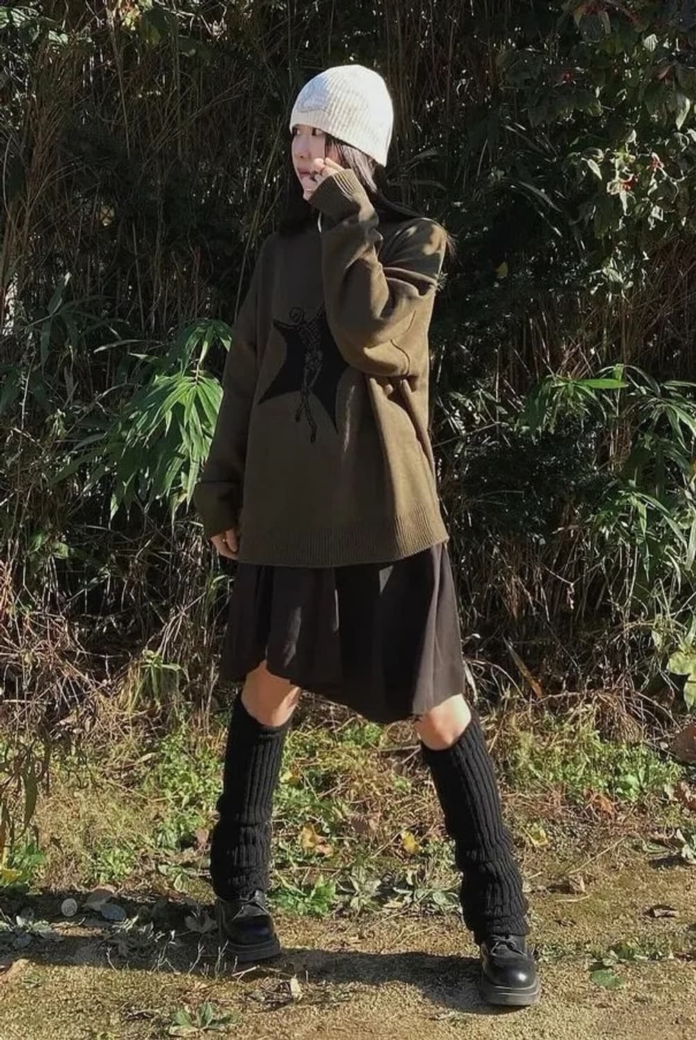 SUADE 스컬 스타 니트 올리브 상품이미지4