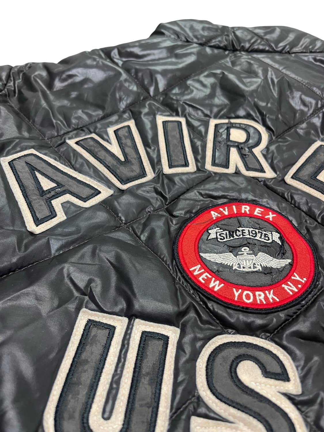 아비렉스 USN 빅 로고 블랙 퀼팅 패디드 재킷 L 상품이미지7