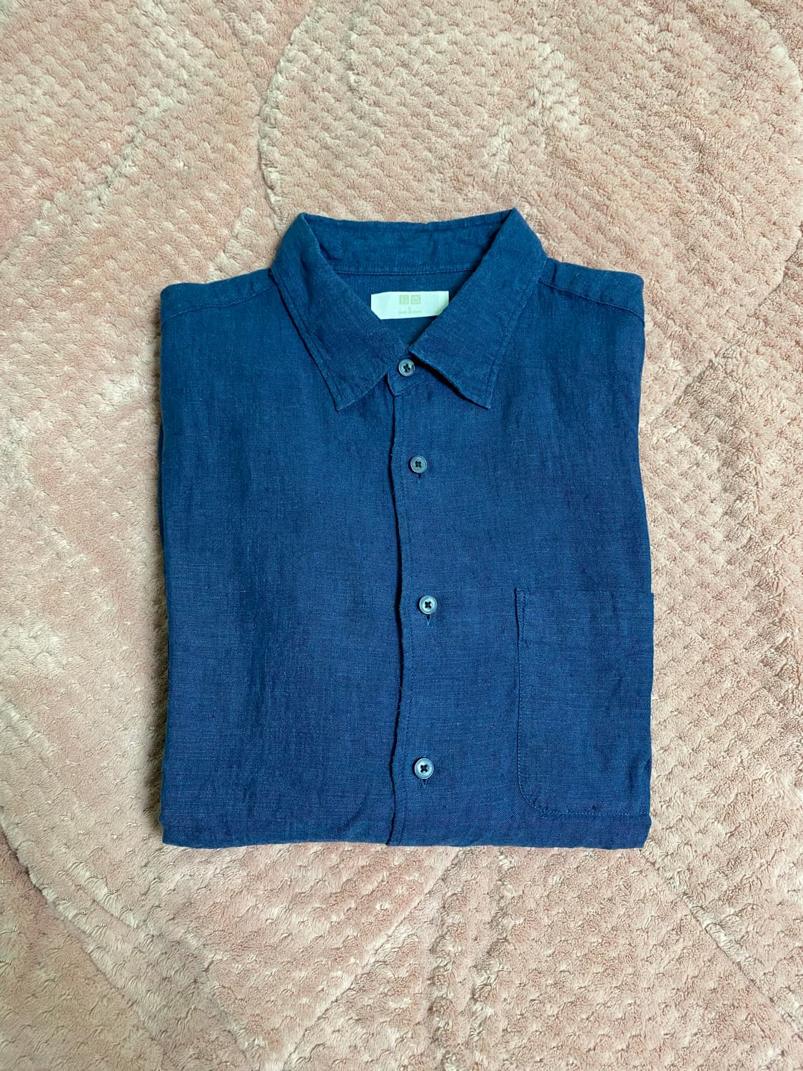 (새제품) 유니클로 린넨 셔츠 네이비 L 사이즈 상품이미지1