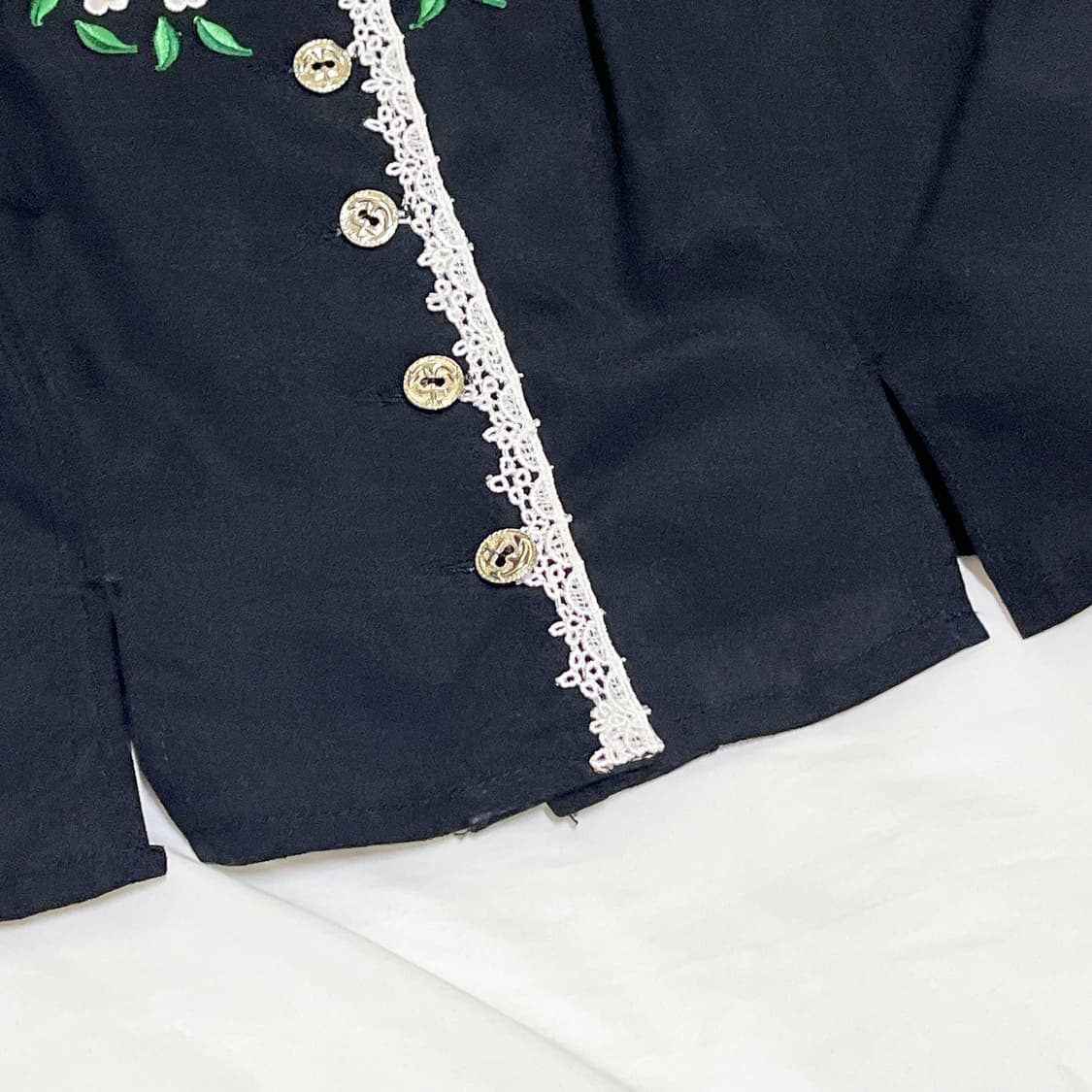 빈티지 ) 레이스트리밍 플라워 베스트 조끼 상품이미지4