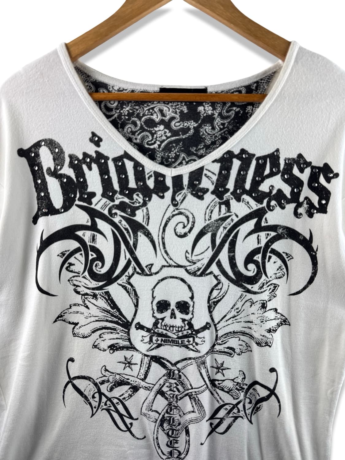 JPN 스컬 펑크 프린팅 비즈 티셔츠2168 상품이미지3