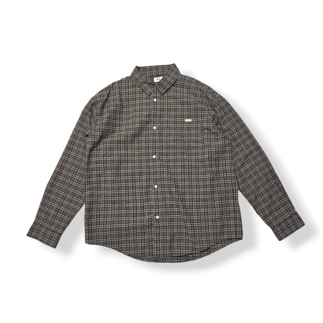 Mmlg 시리즈 브라운 체크 패턴 셔츠  상품이미지1