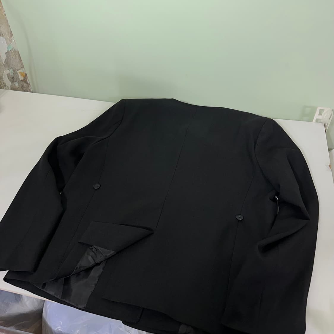 택달린새것 우먼M 슬로우앤드 블랙 싱글 논카라 블레이져 상품이미지5