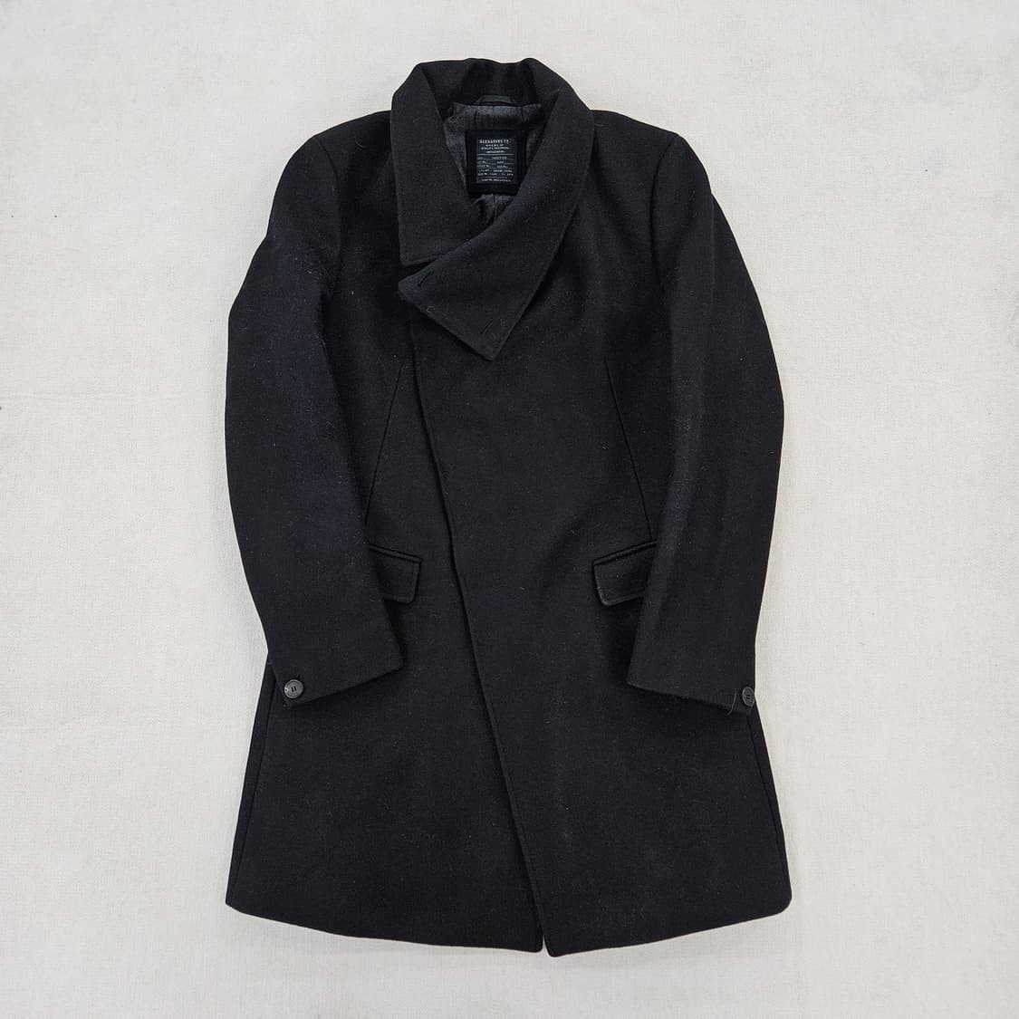 [36] 올세인츠 사선 하이넥 블랙 코트 0116Y1 상품이미지1