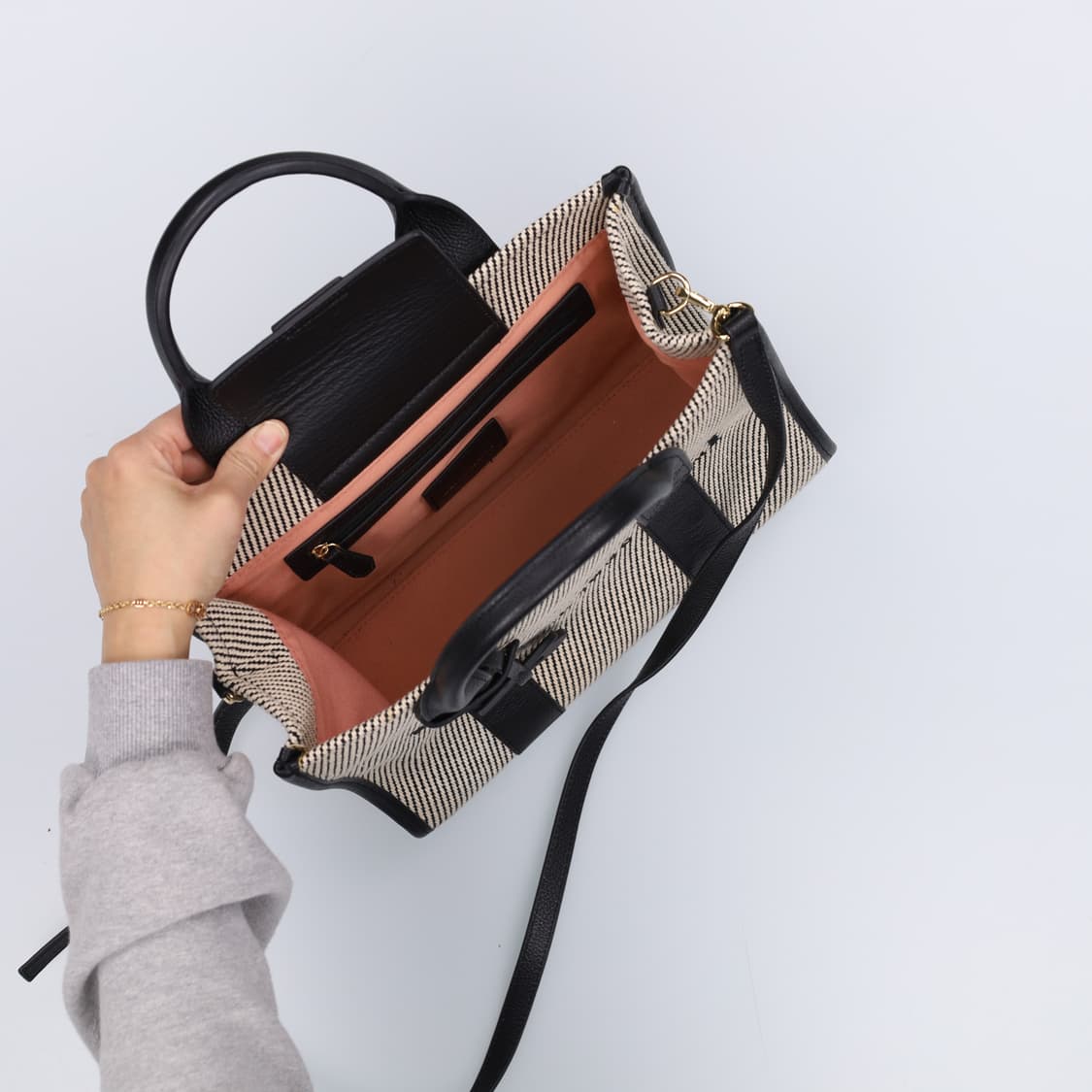 F 브루노말리 헤링본 토트백 0409H1 상품이미지4