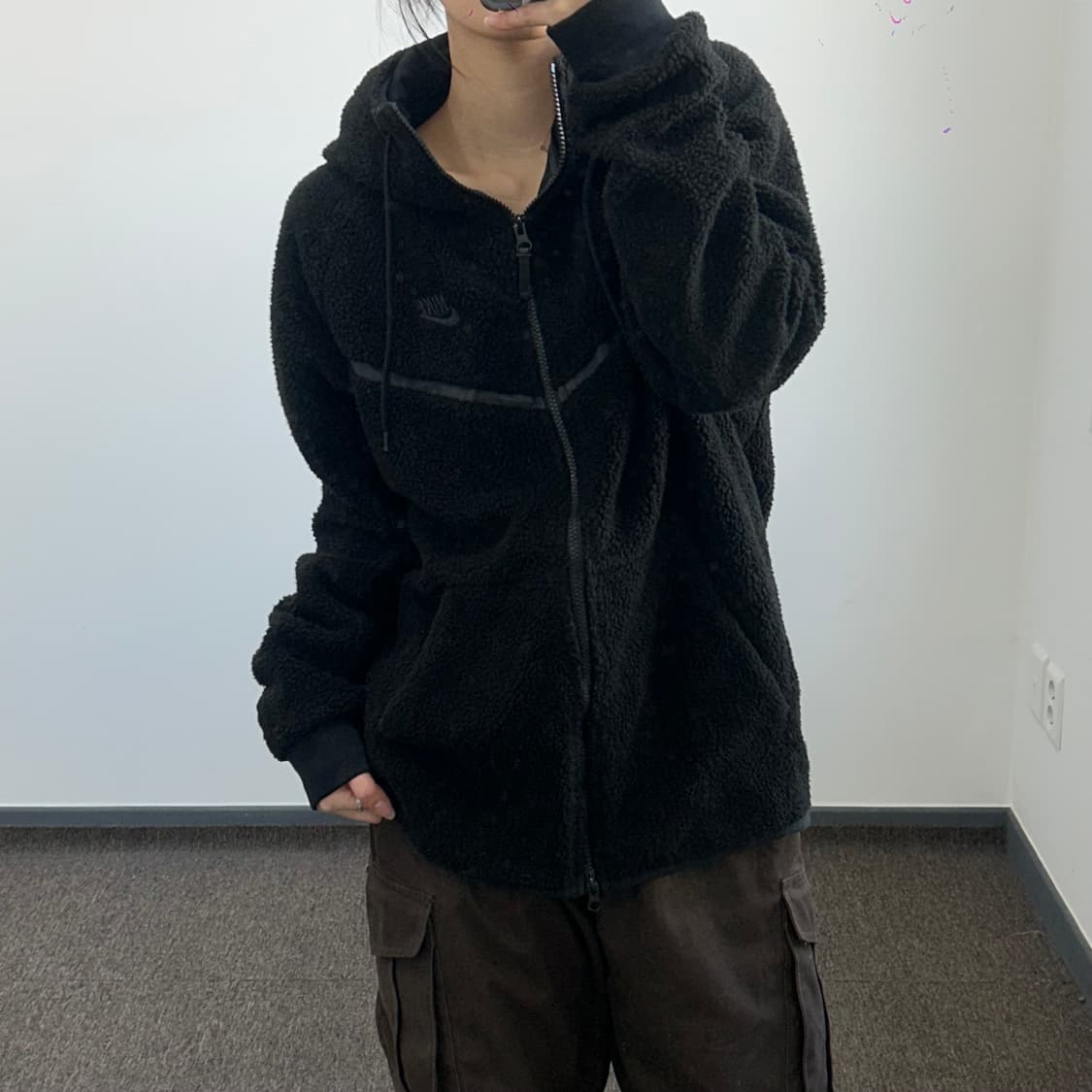 Nike 나이키 2-way 블랙 스우시 후리스 후드집업 상품이미지2