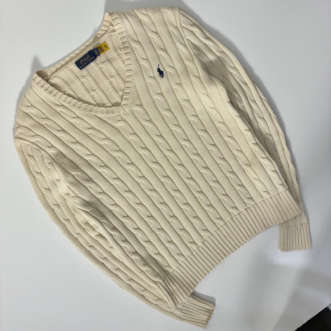 Polo  폴로 랄프로렌 자수 코튼 케이블 브이넥 니트 상품이미지2