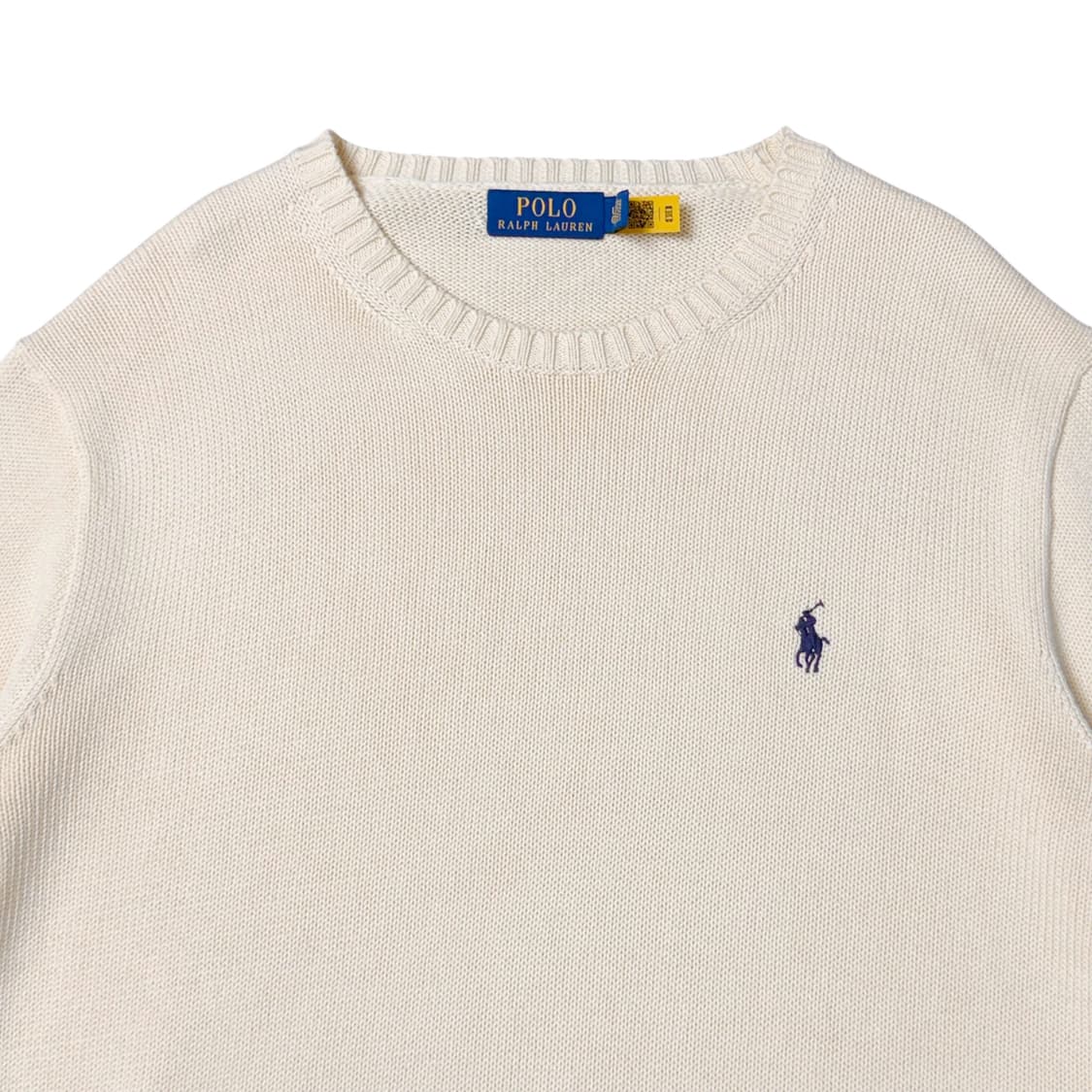 (L) 폴로 랄프로렌 QR라벨 코튼 니트 아이보리 상품이미지3