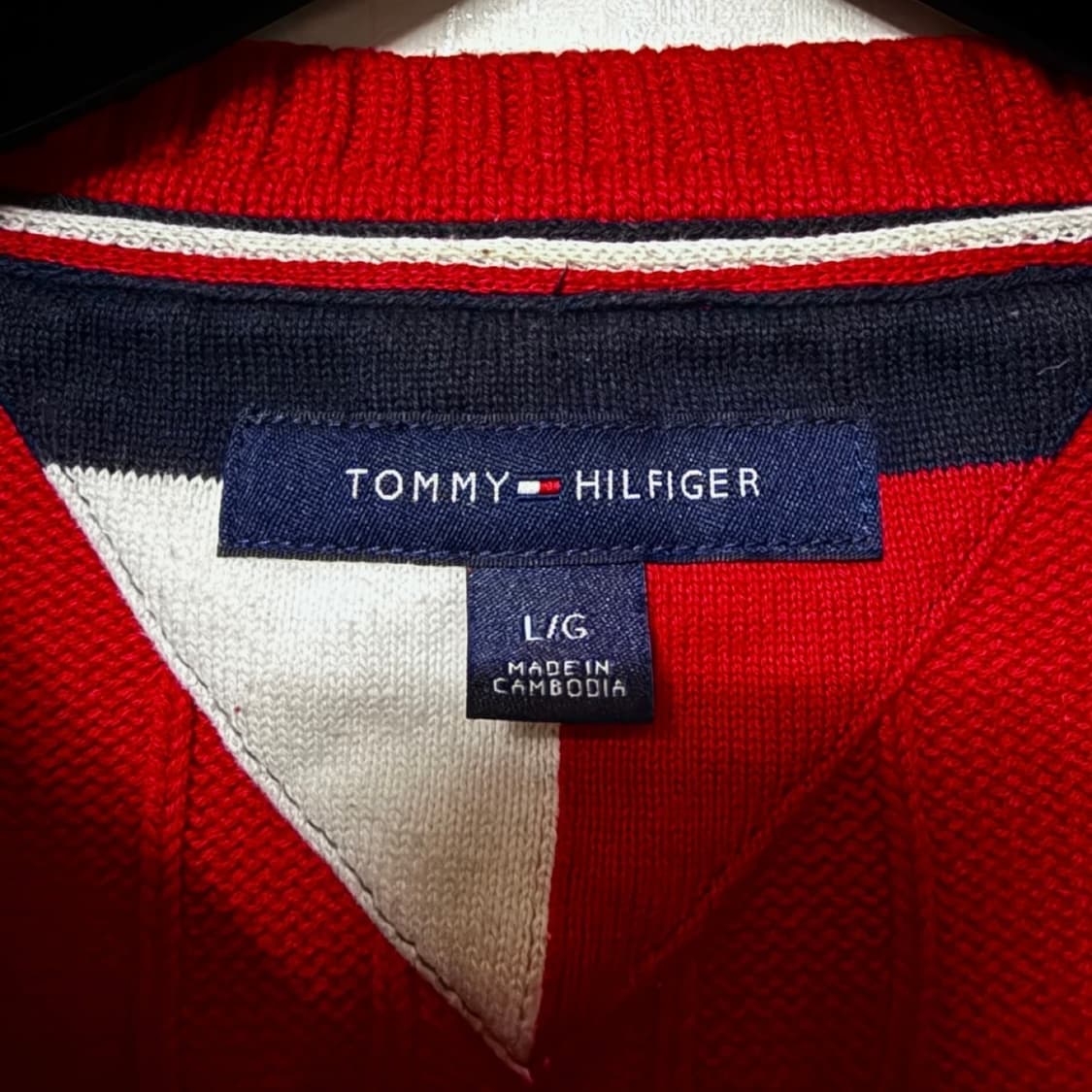 [L,100]타미힐피거 케이블 니트 스웨터 레드 상품이미지4