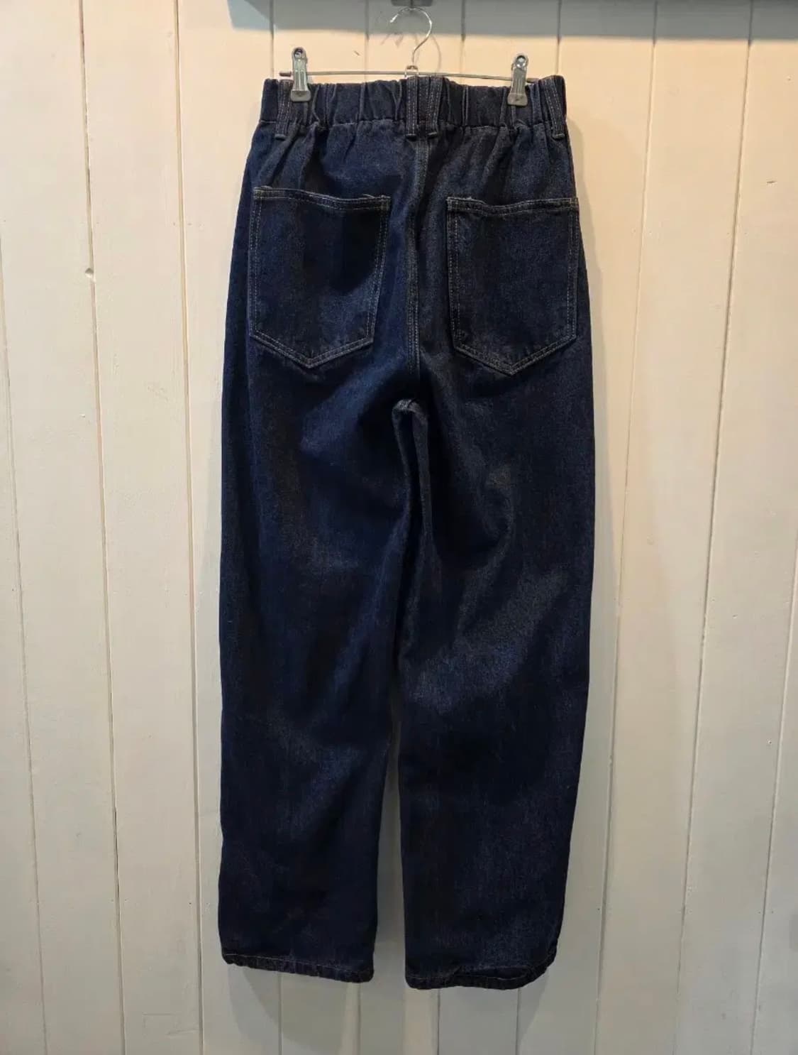 뒷 허리 밴딩 와이드 청바지 상품이미지2