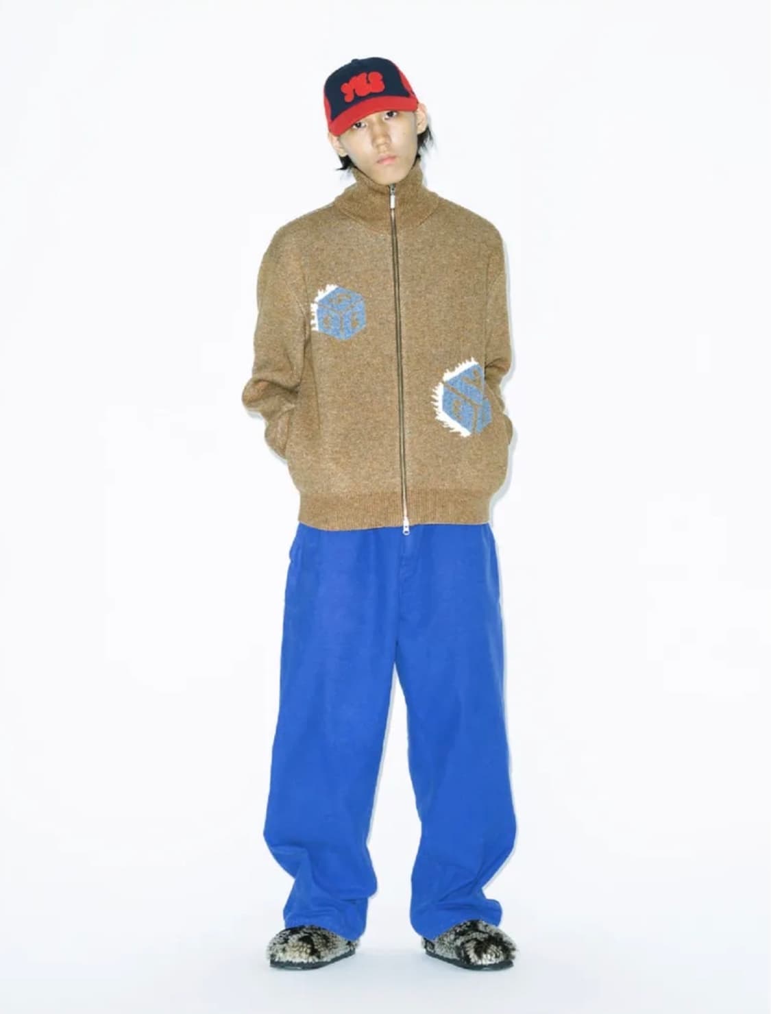 예스아이씨 다이스 니트 집업 L 상품이미지1