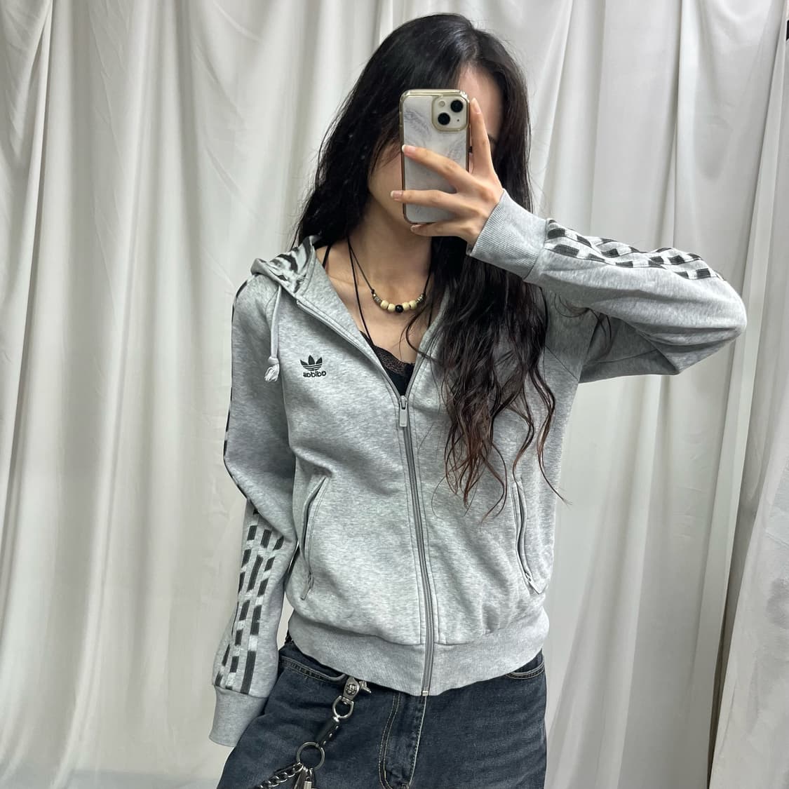 Adidas gray firebird hood zip-up 상품이미지1