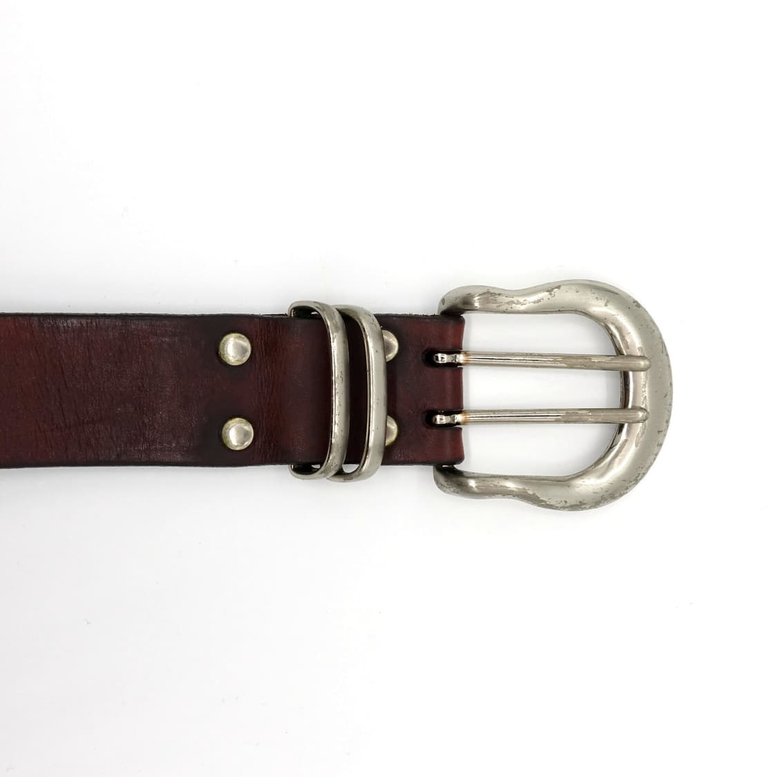LEATHER 빈티지 레더 더블아일렛 버건디 레더 벨트 상품이미지6