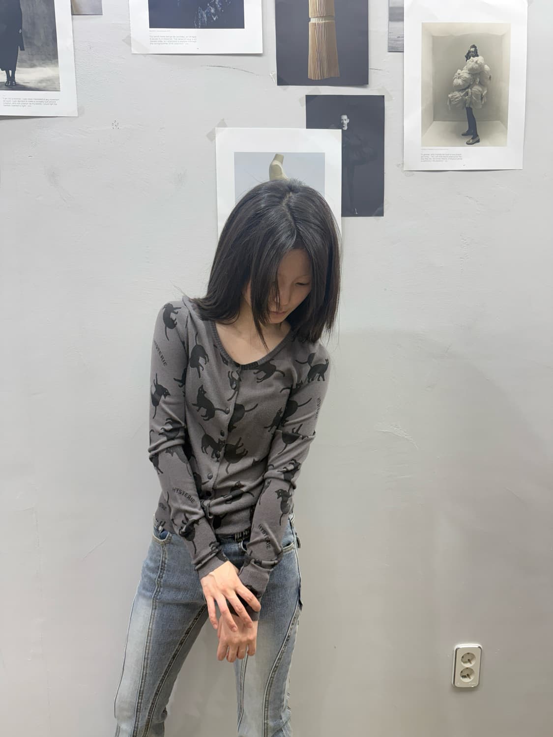 히스테릭 글래머 고양이 패턴 가디건 상품이미지4