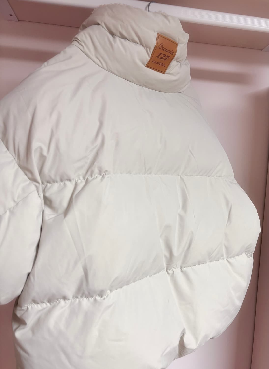 코닥 브라우니 숏 다운 자켓 패딩 우먼 구버전 모리걸 아이보리 S 상품이미지5