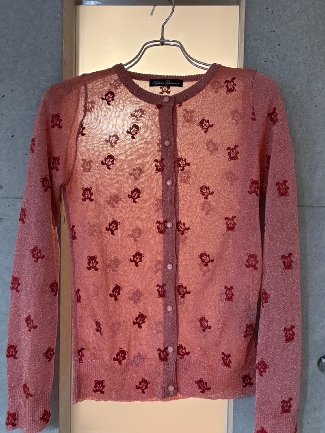 히스테릭 글래머 펑크 베어 라메 디테일 핑크 가디건 상품이미지1