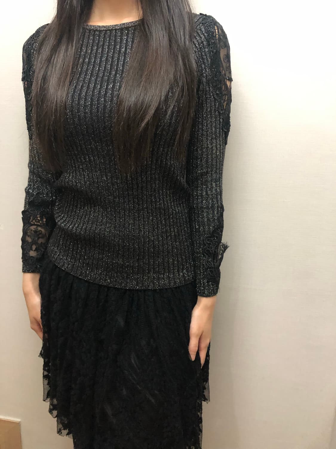 빈티지 블랙 레이스 글리터 니트 상품이미지6