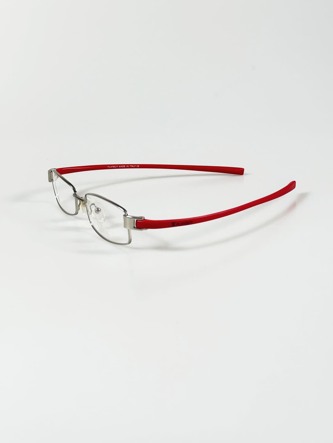 90s PLAYBOY 실버 레드 슬림 스퀘어 빈티지 안경 상품이미지3