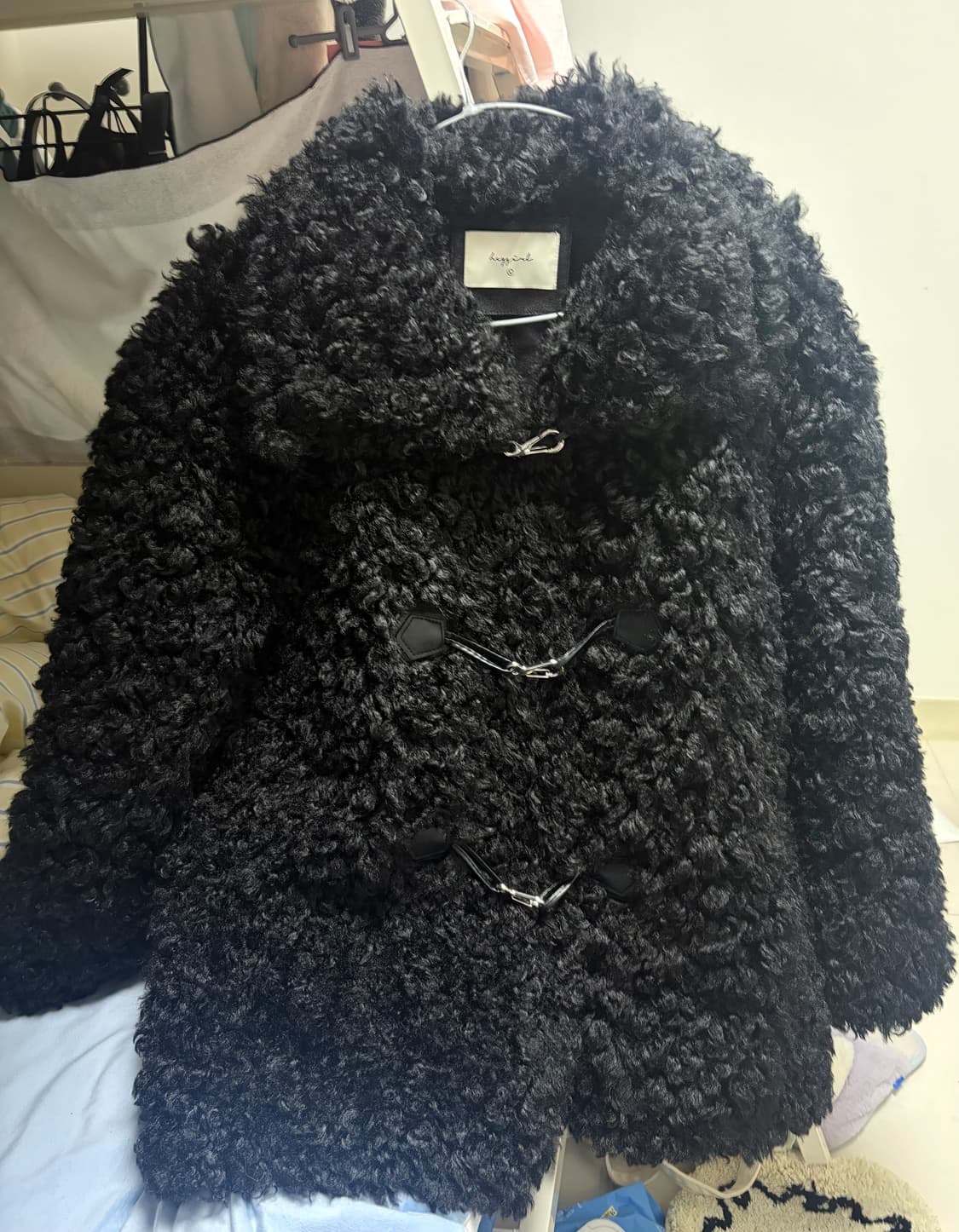 버클 양털 무스탕 코트 상품이미지5