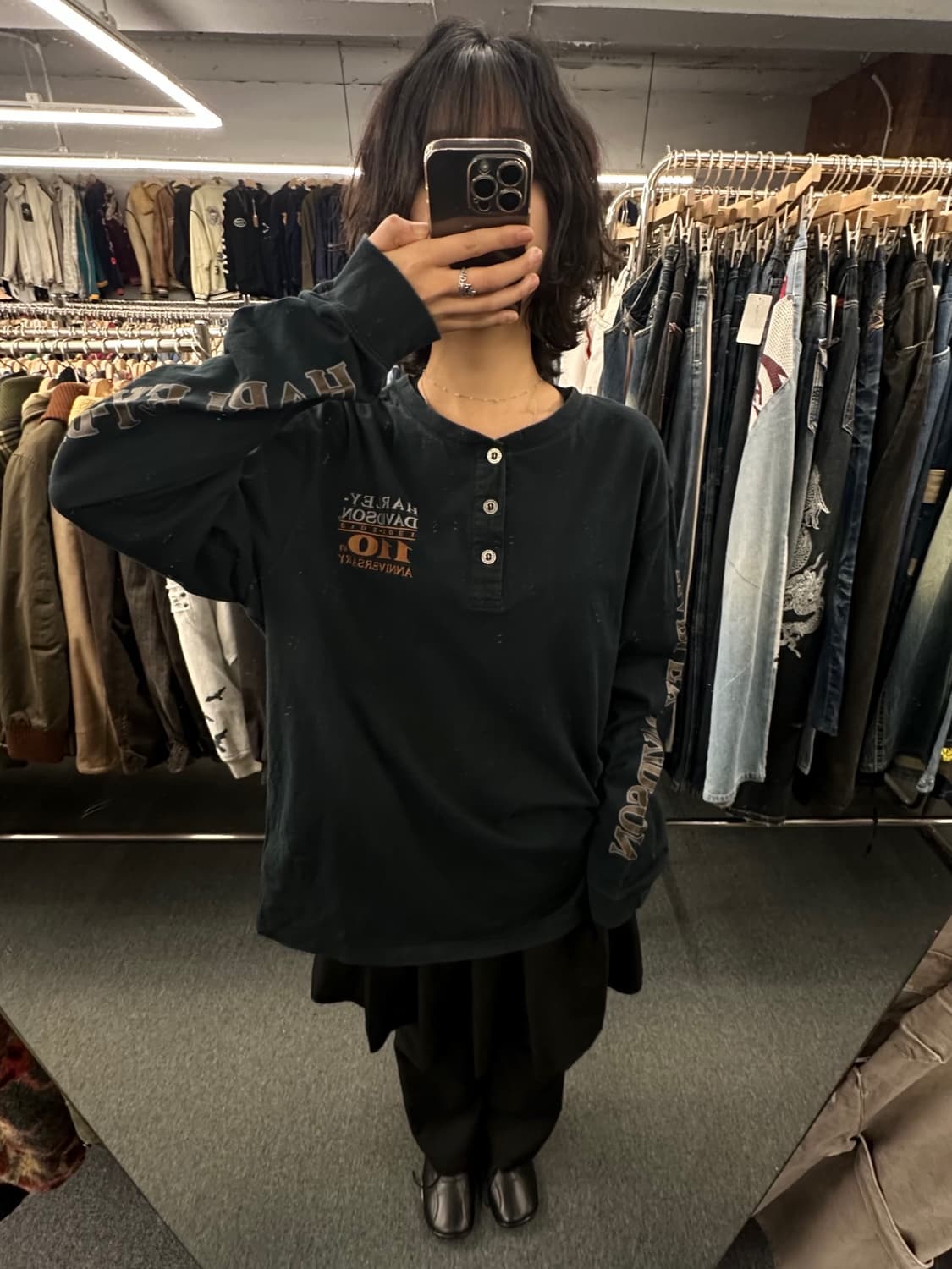 2XL)할리데이비슨 빈티지 110주년 헨리넥 롱슬리브 상품이미지1