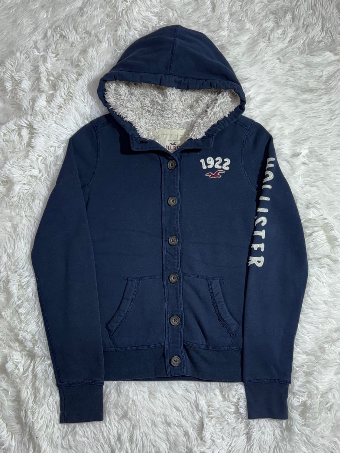 홀리스터 양털 네이비 버튼 후드집업  상품이미지3