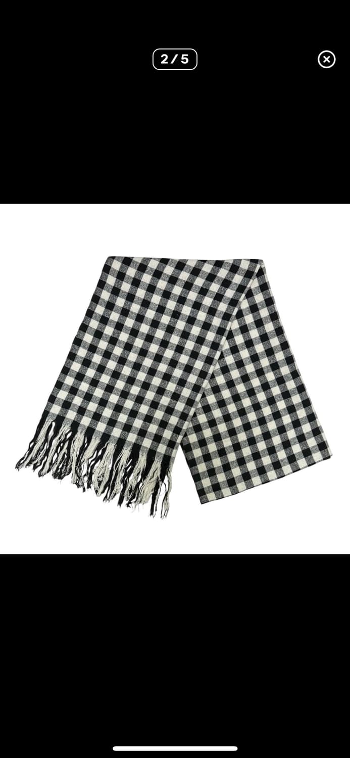 요지야마모토 실크 체크 스톨 머플러 상품이미지2