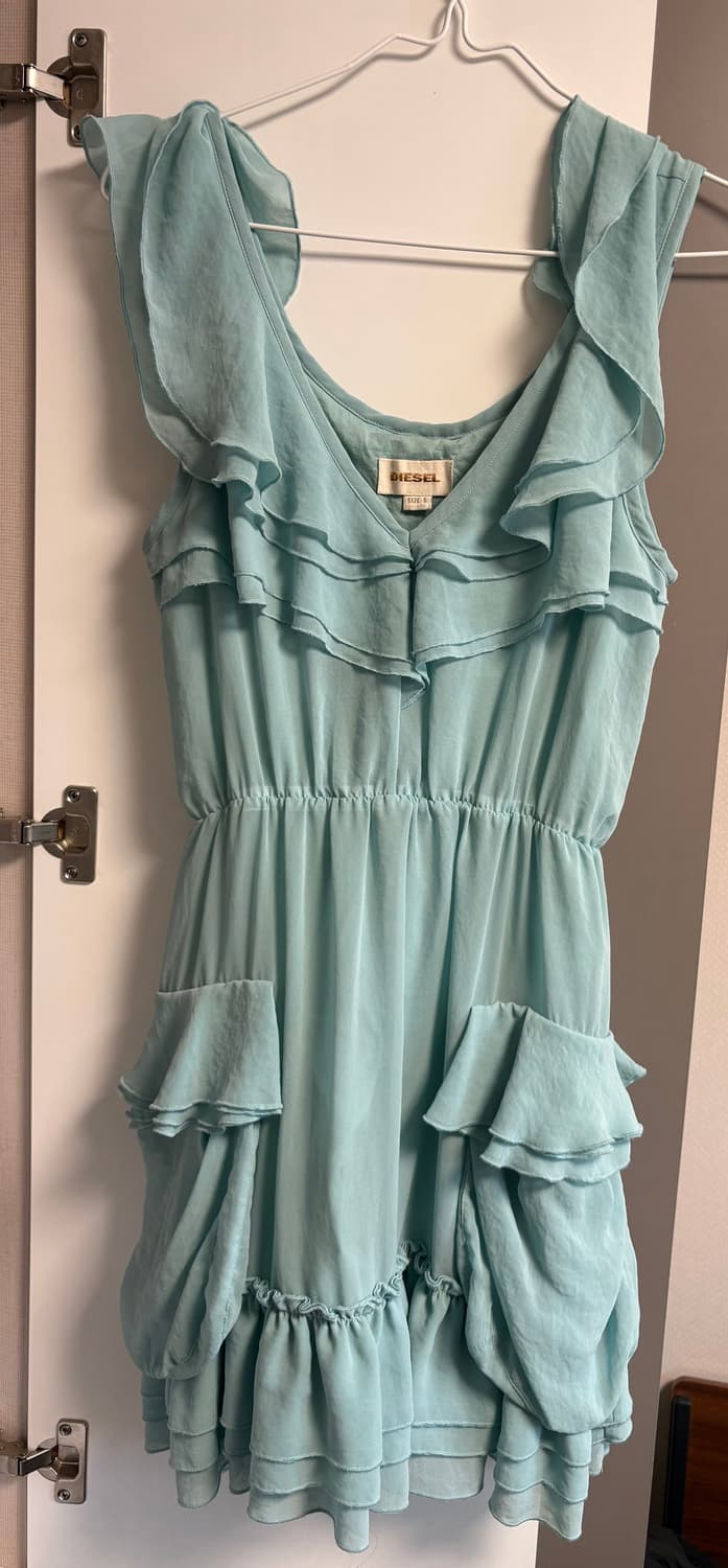 일본 빈티지 디젤 민트 프릴 원피스   상품이미지1