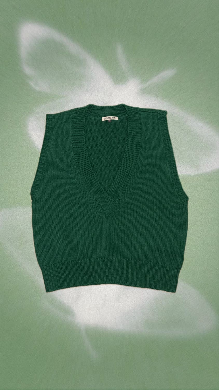 딥 그린 브이넥 니트 조끼 상품이미지1