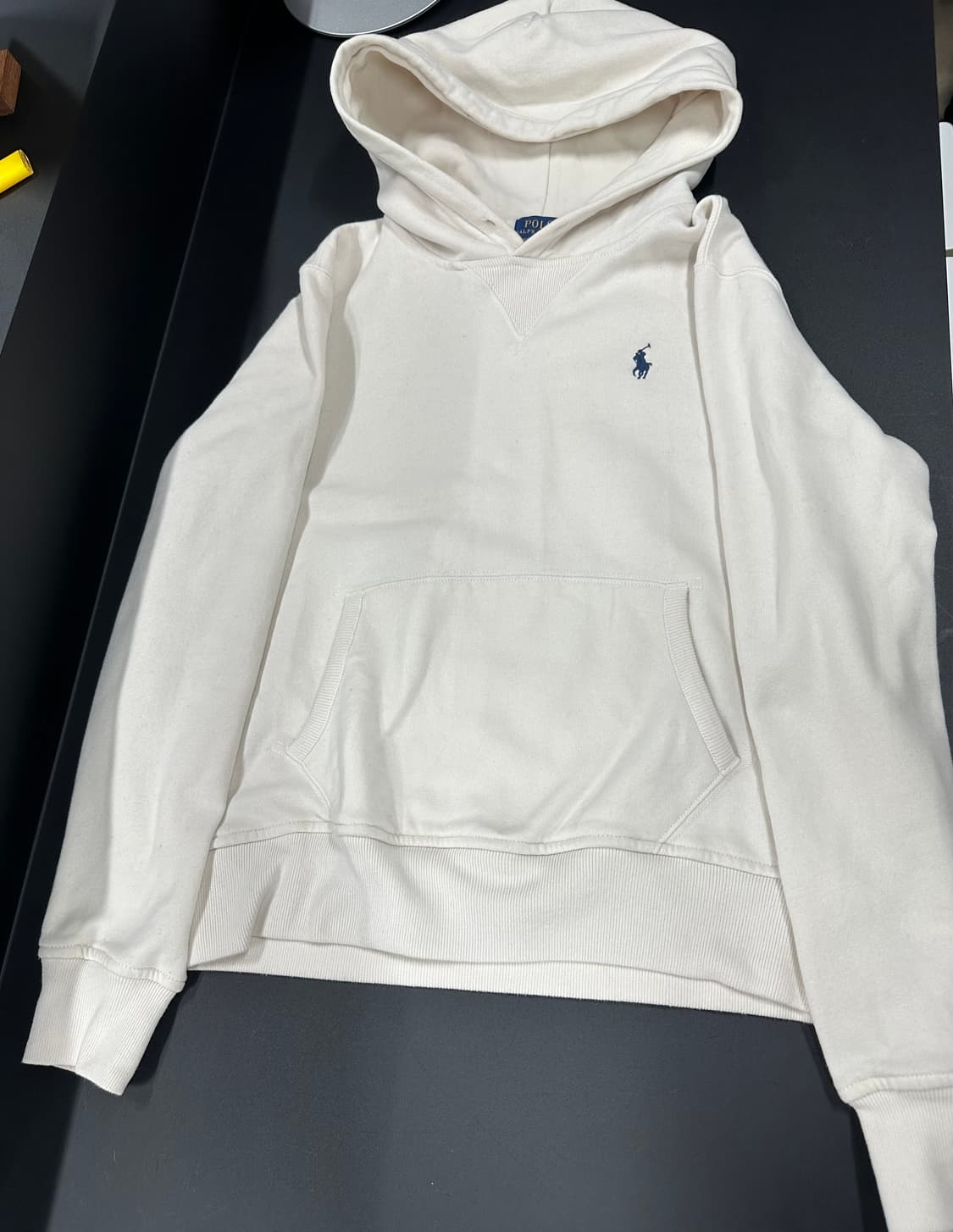 폴로 랄프로렌 화이트 기모 후드티 상품이미지3
