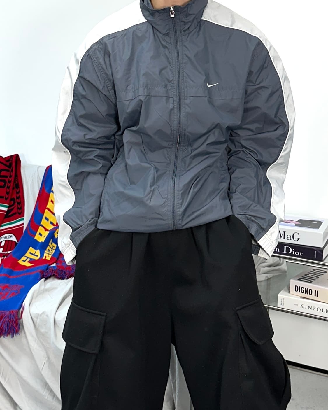 나이키 그레이 화이트 바람막이 S 상품이미지1