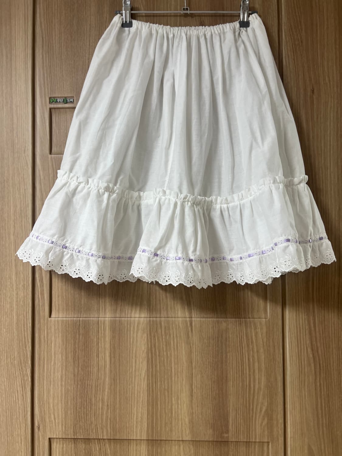 빈티지 화이트 연보라 리본 속치마 스커트 상품이미지3