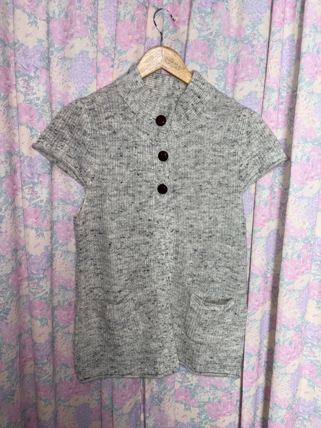 그레이 보카시 반소매 니트 상품이미지5