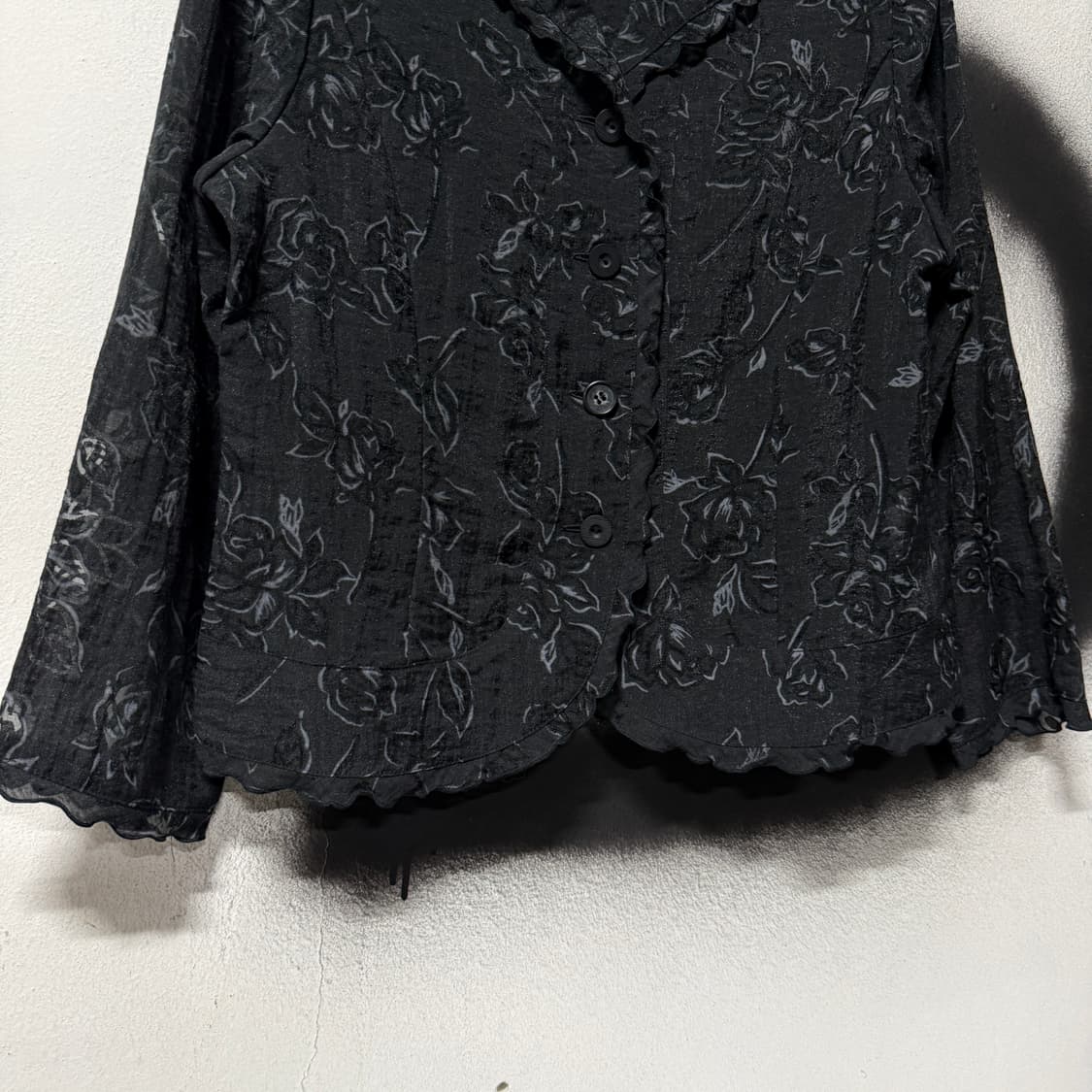 VTG 빈티지 플라워 풀 패턴 레이스 시스루 오간자 블라우스 자켓 상품이미지4