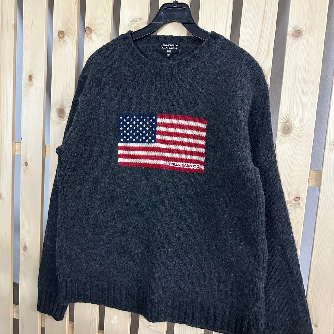 (M) 폴로 그레이 성조기 니트 상품이미지2