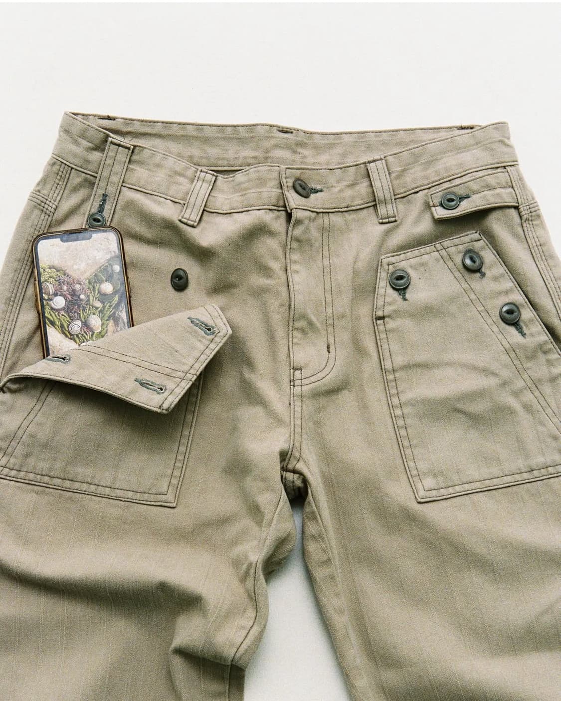 웰빙익스프레스 버튼 디테일 팬츠 차콜 M 상품이미지2