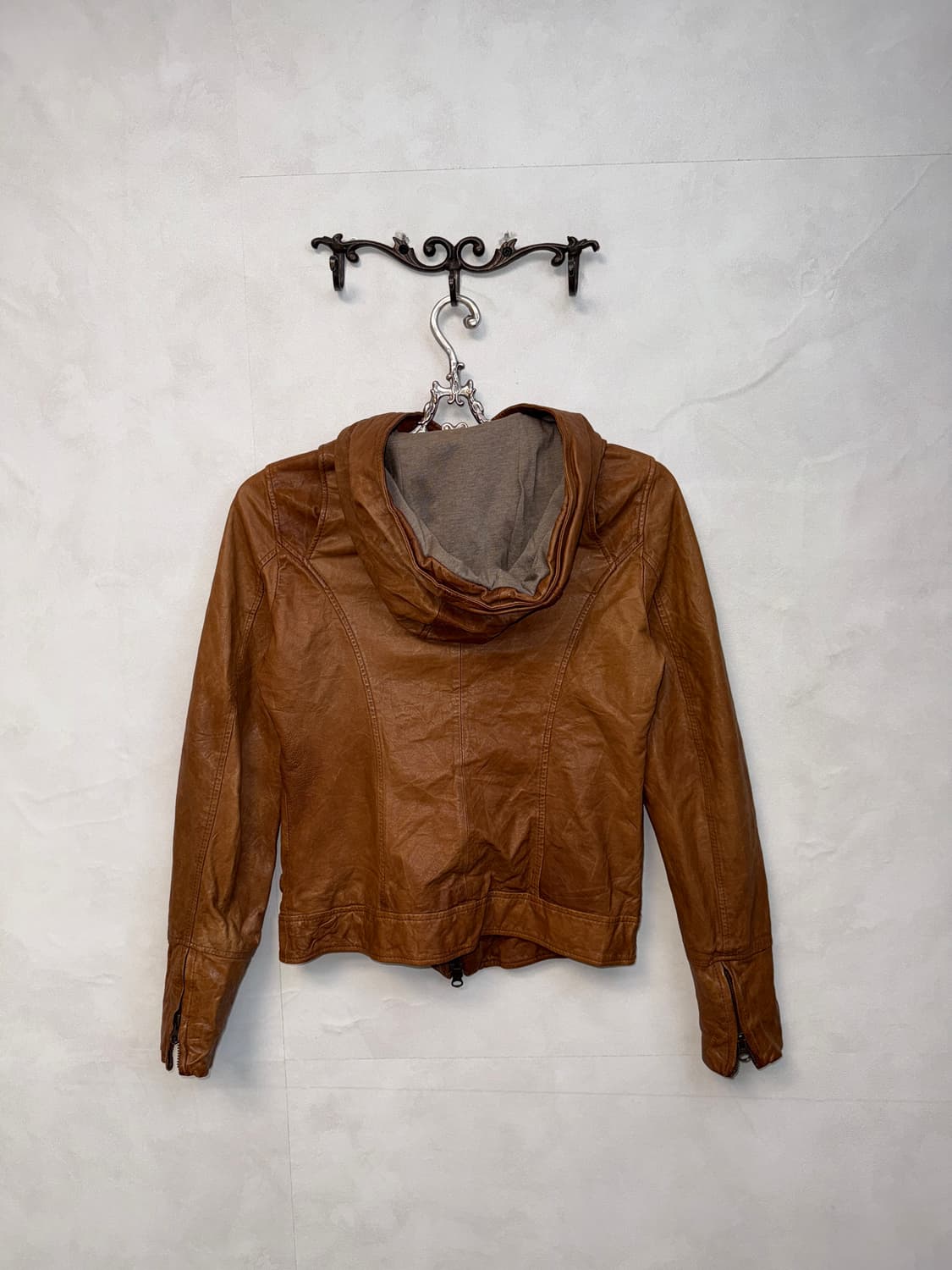 Camel brown lamb skin two ways hood jk 상품이미지3