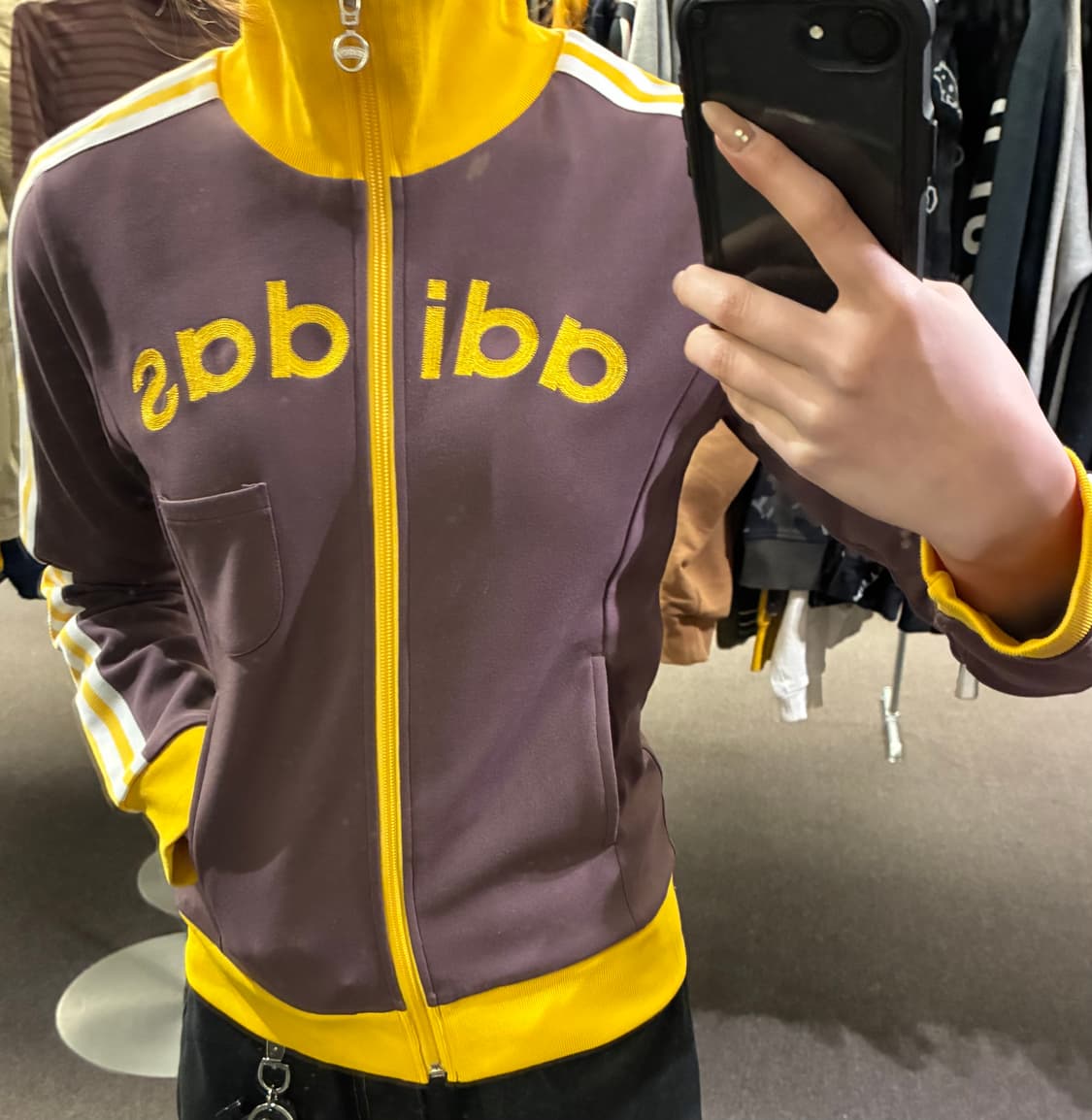 M)Adidas 빈티지 여성 빅로고 옐/퍼 트랙탑 져지 상품이미지3