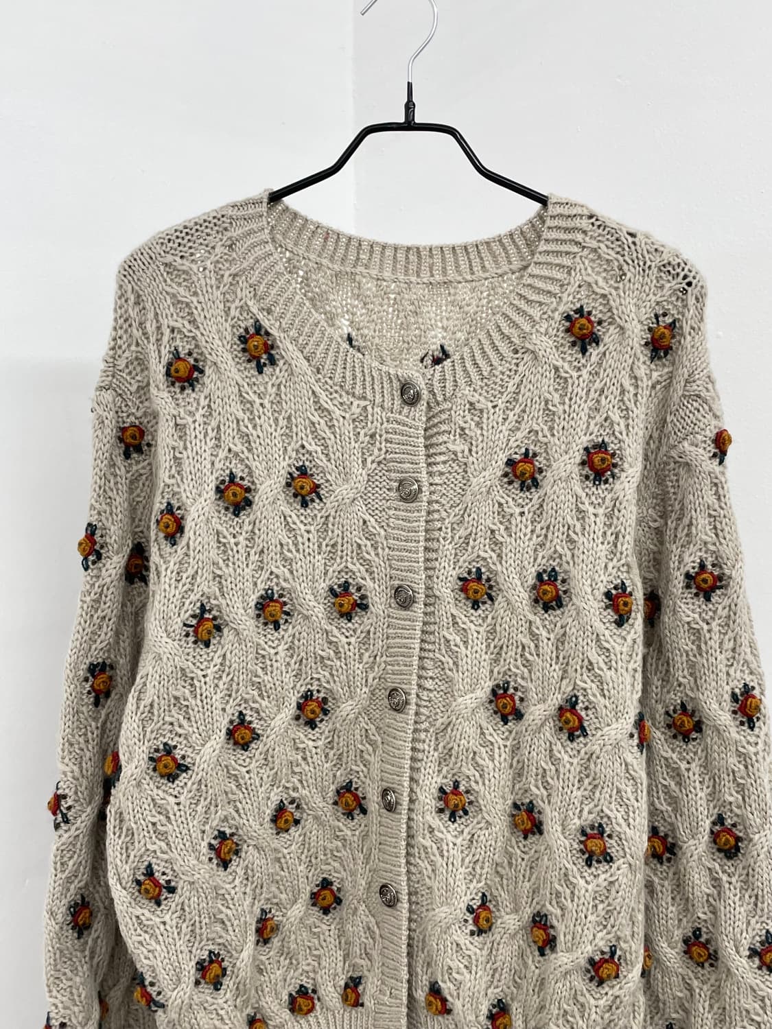 플로럴 모티브 디테일 버튼 가디건 상품이미지7