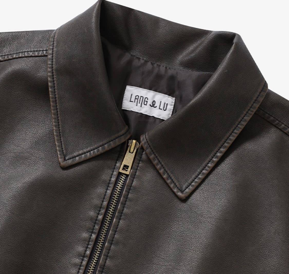 랭앤루 Washing Faux Leather Bomber 가죽자켓 상품이미지4