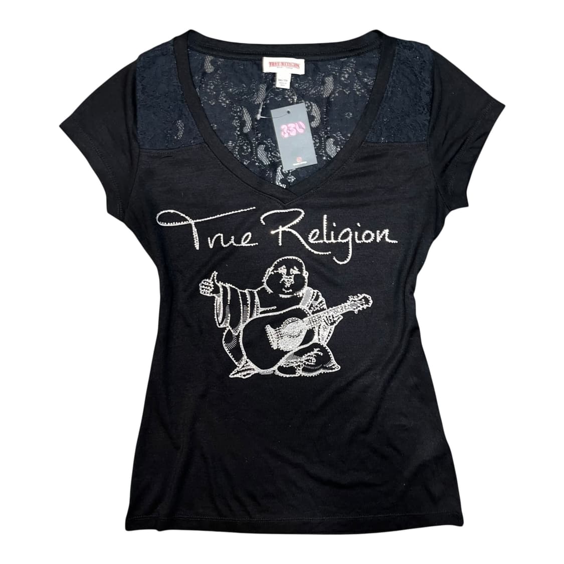TRUE RELIGION 트루릴리전 큐빅로고 시스루 반팔 갸루펑크y2k 상품이미지1