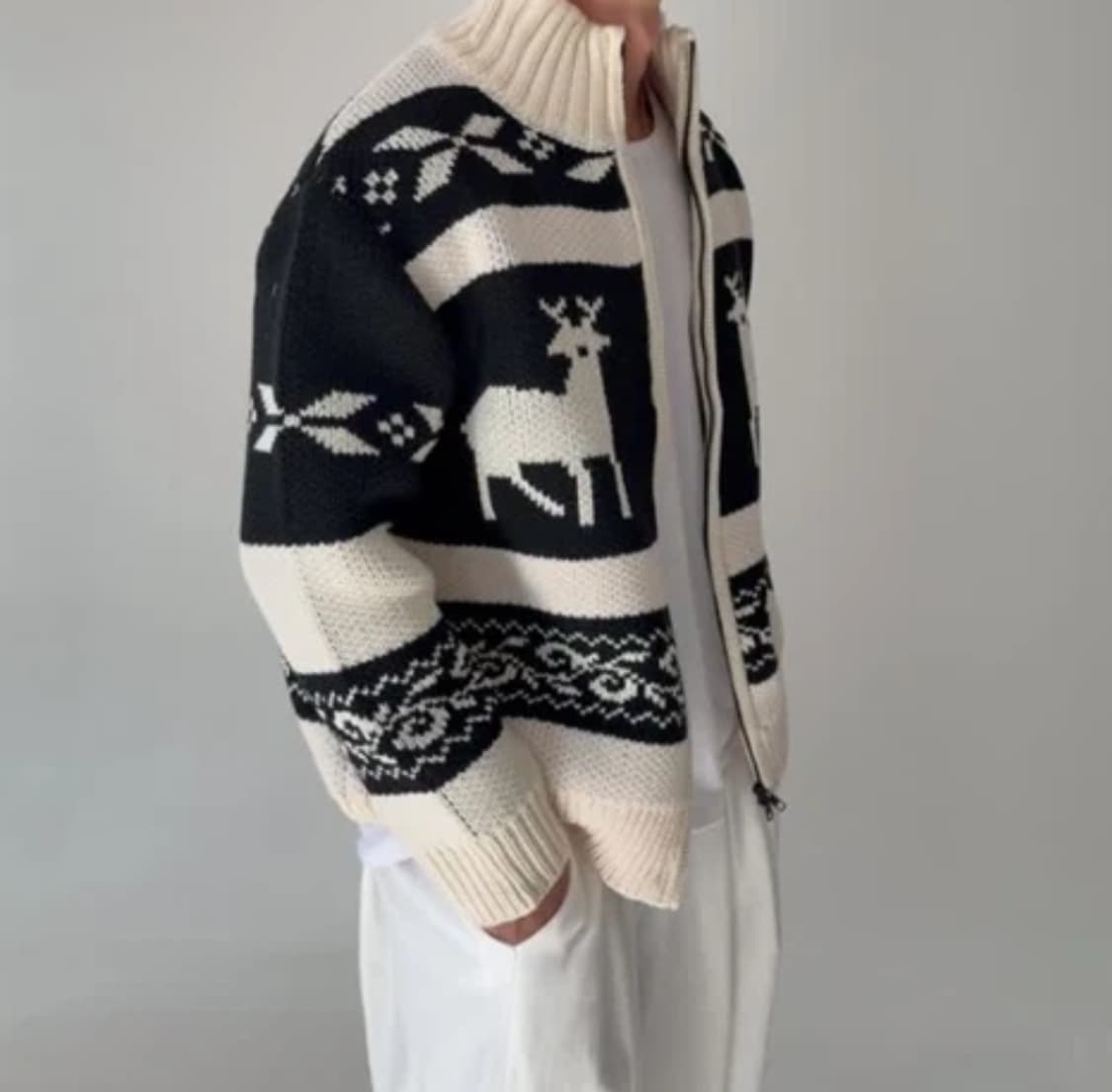 새상품) 고퀄 짜임 노르딕 니트집업 [남녀공용] 상품이미지3