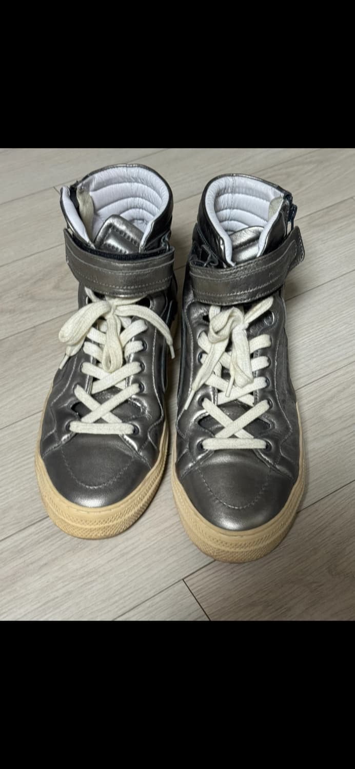 피에르하디 레더 하이탑 스니커즈 메탈릭 그레이 260 상품이미지1