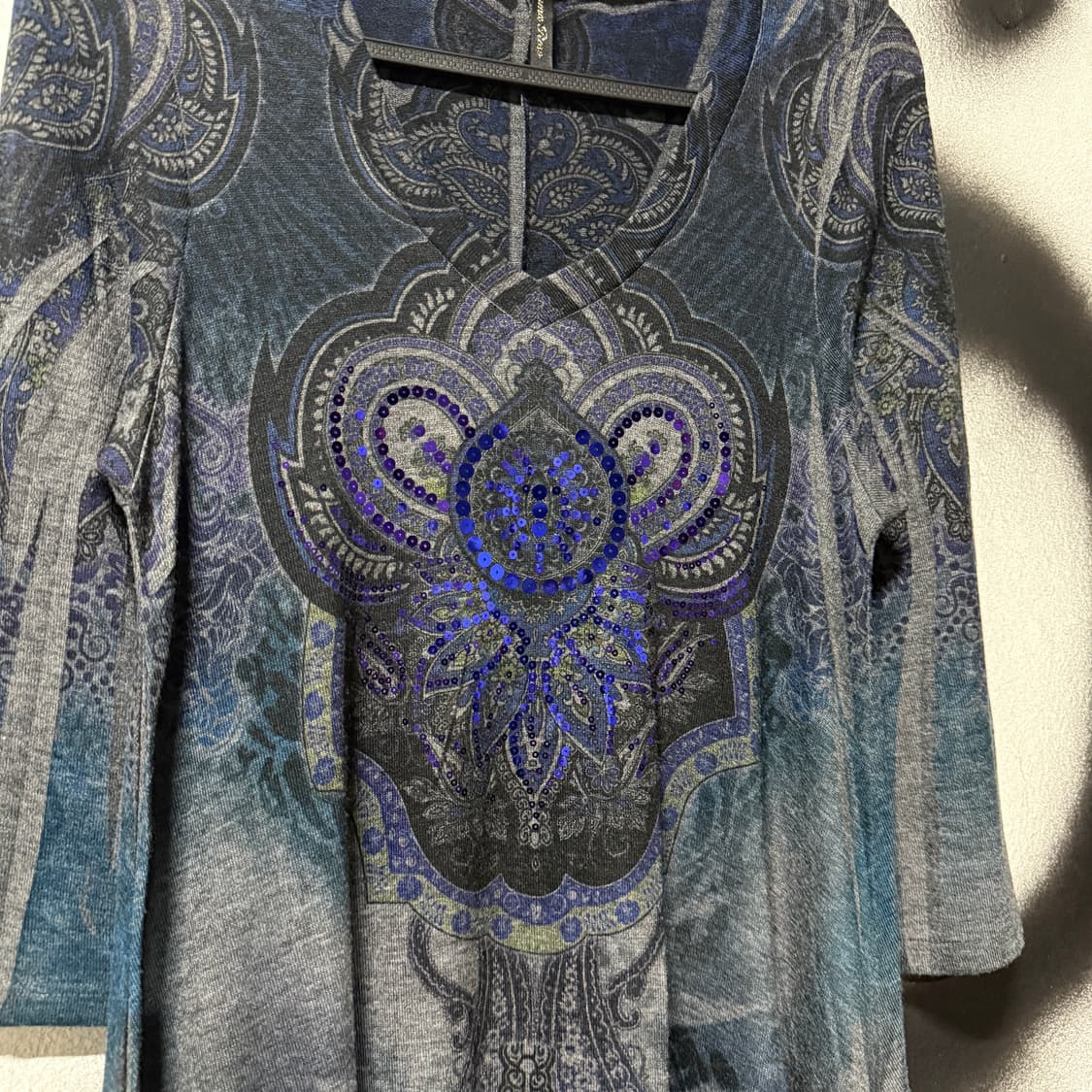 VTG 빈티지 오리엔탈 패턴 비즈 언발 7부 롱슬리브탑 상품이미지4