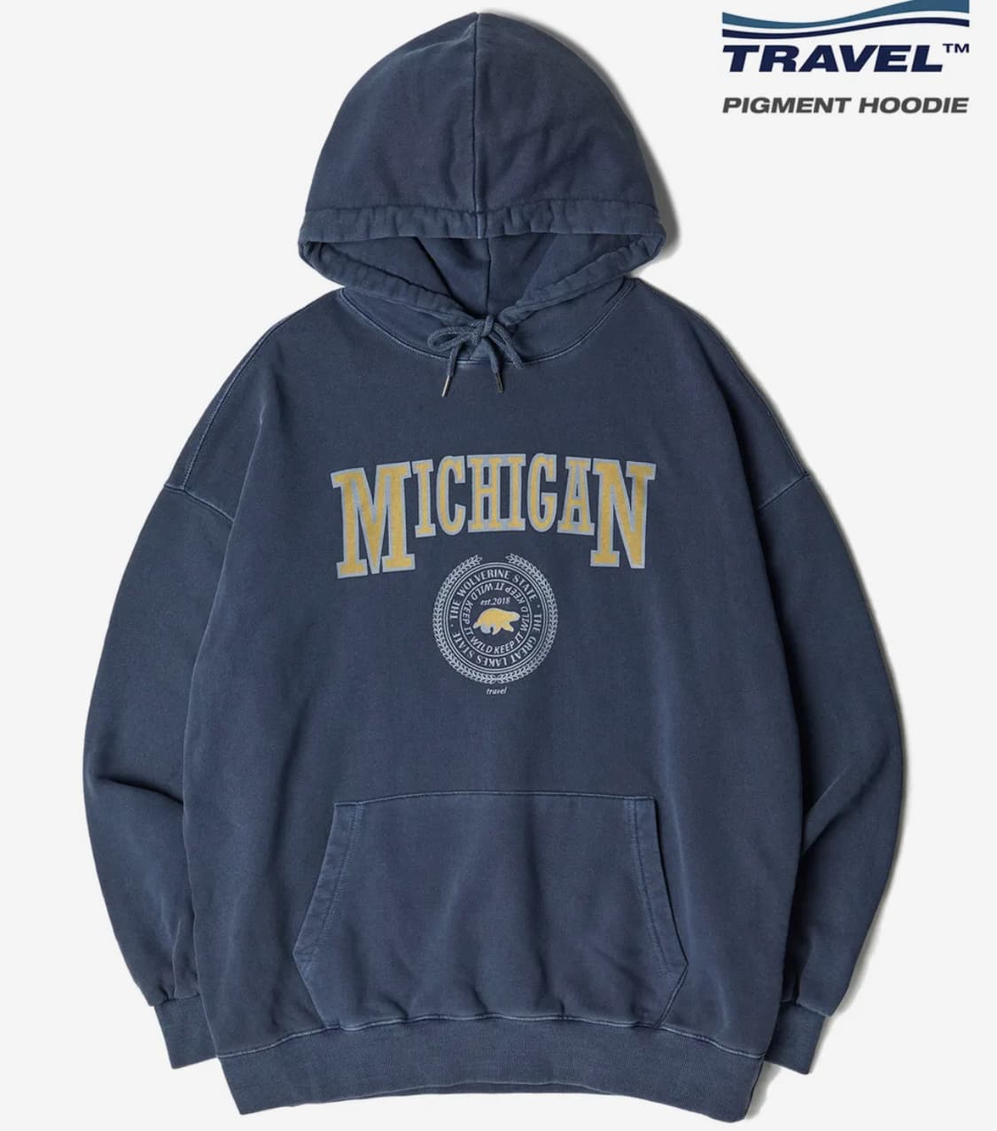 트래블 미시간 후드티[small/기모X/다크블루] 상품이미지1
