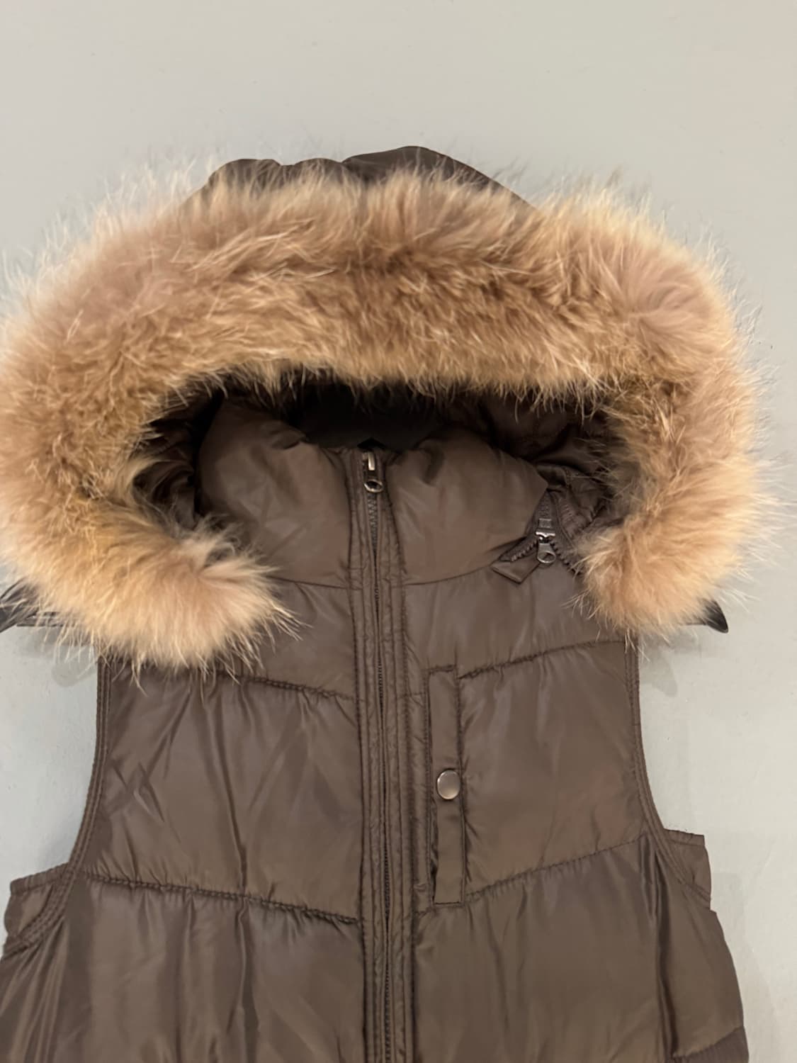 brown fur trimming point padding vest 상품이미지5