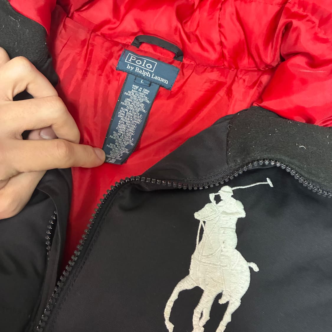 폴로 빅포니 블랙 패딩 자켓 L 상품이미지3